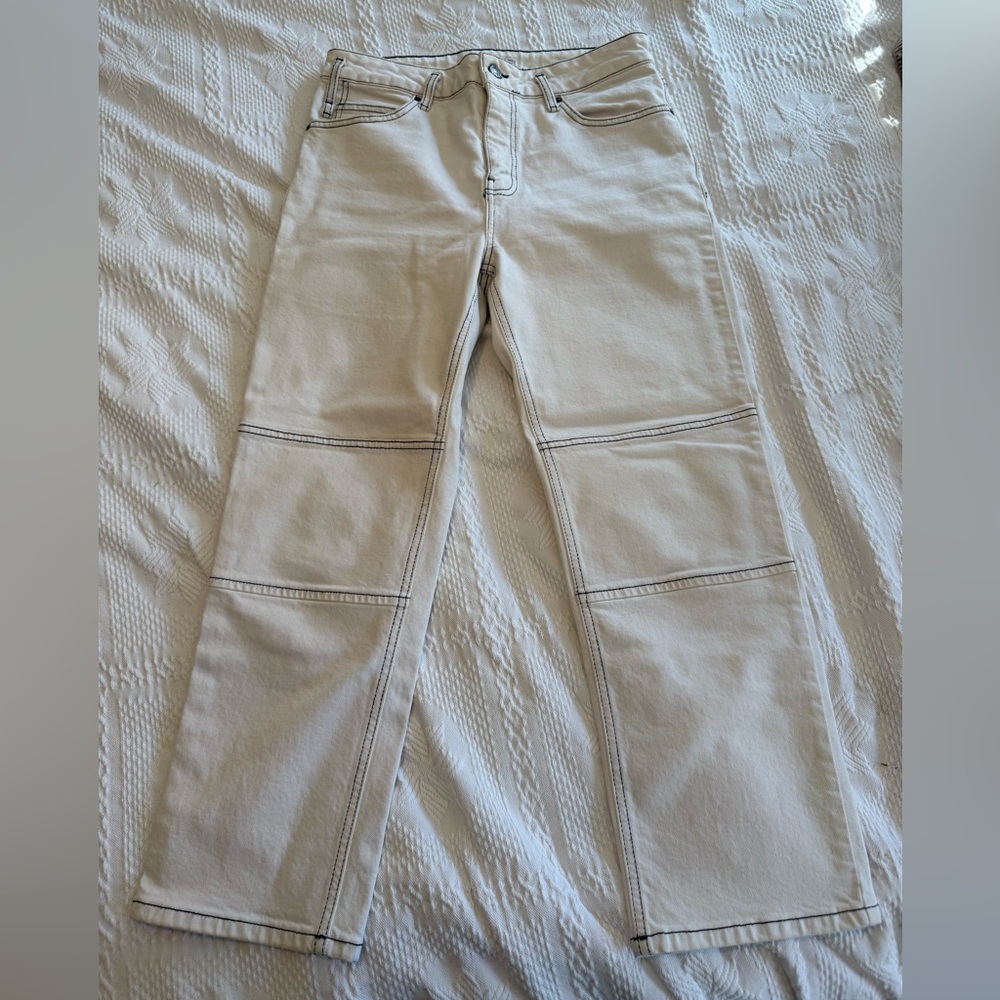 Topshop White Jeans with Black Stitching